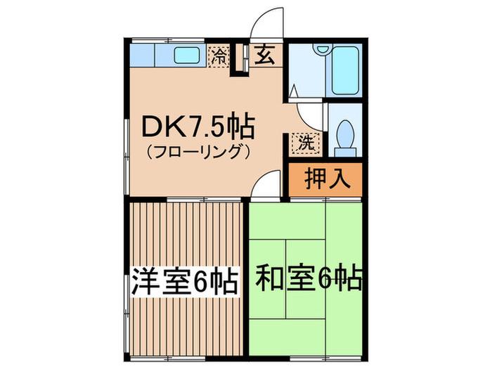 カーサ・ゼルコM(2DK/1階)の間取り写真