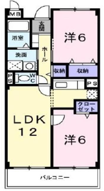 ささお弐番館(2LDK/2階)の間取り写真