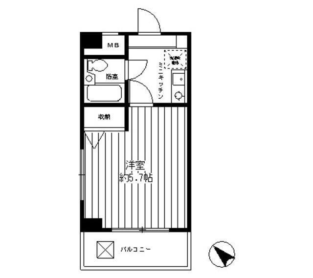シャルム白楽(ワンルーム/5階)の間取り写真