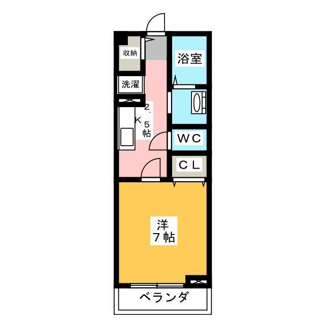 ハチマル(1K/2階)の間取り写真
