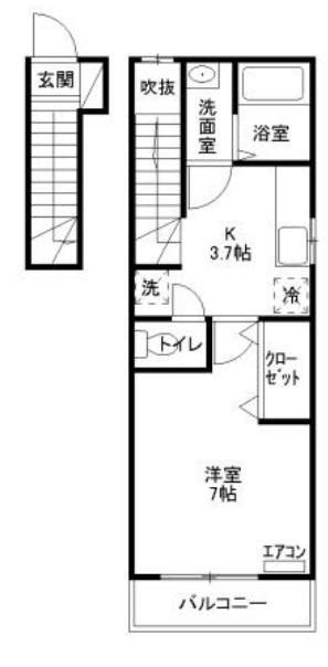 パティオ(1K/2階)の間取り写真