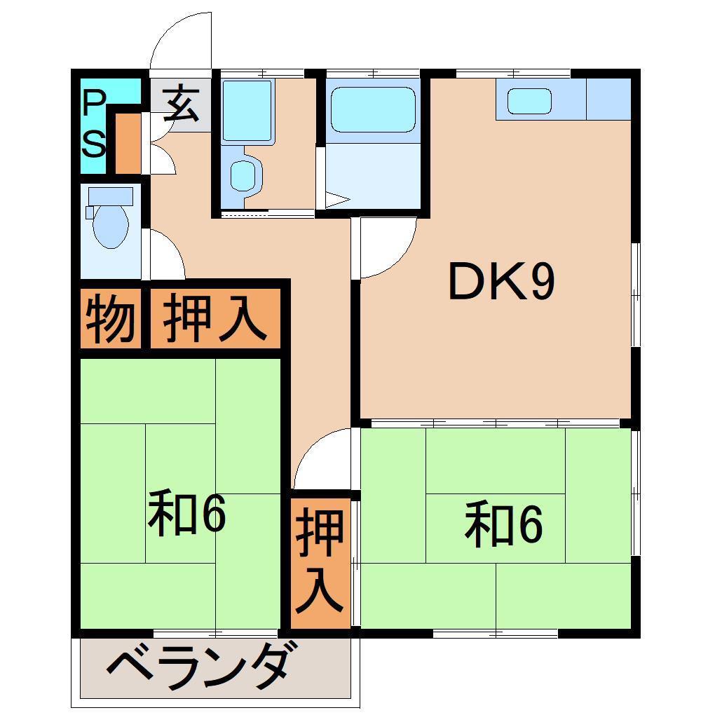 コーポレガシー(2DK/1階)の間取り写真