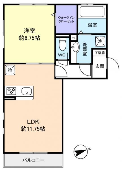 メゾン・ドゥ・ボネール(1LDK/2階)の間取り写真