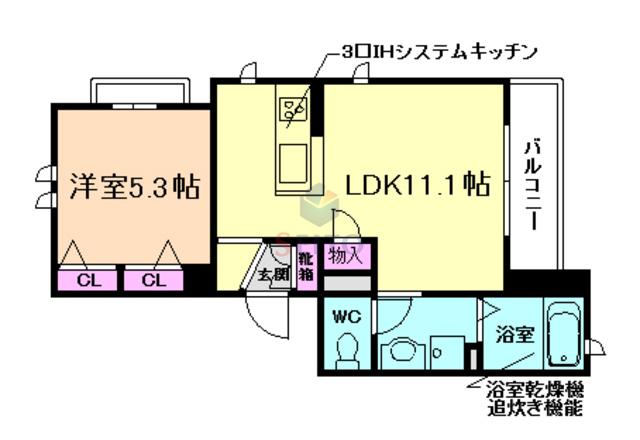 SHAMAISON TSUKASA(1LDK/3階)の間取り写真