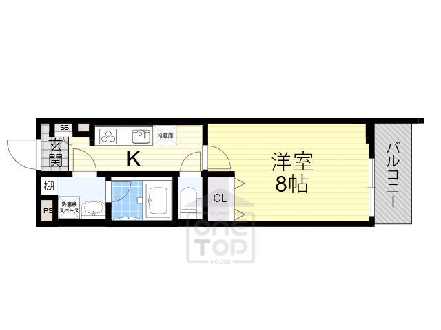 ヴィルヌーブ庄屋(1K/1階)の間取り写真