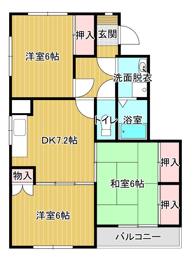 マンションブライト(3DK/3階)の間取り写真