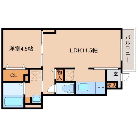 メゾン リアン(1LDK/1階)の間取り写真