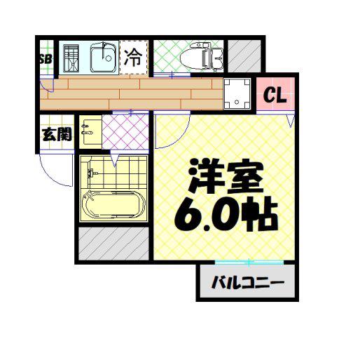 グランパシフィック大国町(1K/7階)の間取り写真