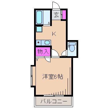 ファルコン堀口(1K/2階)の間取り写真