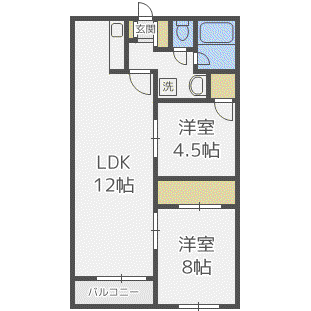 ハートランド光星(2LDK/3階)の間取り写真