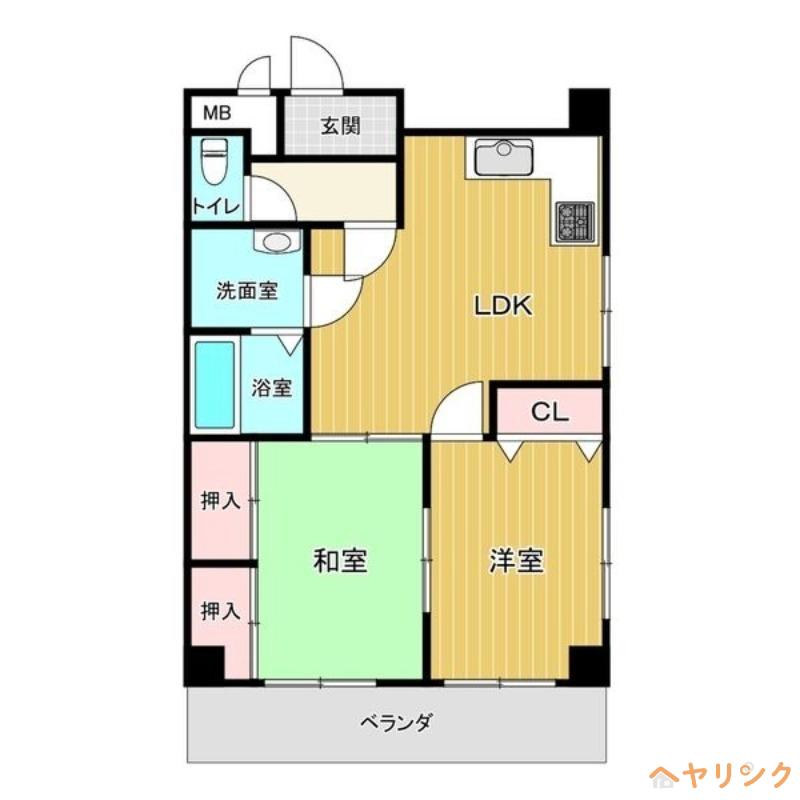ユタカハイツ(2LDK/3階)の間取り写真
