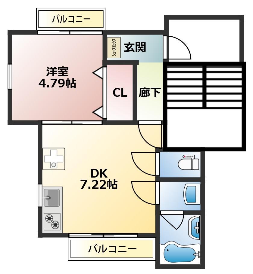 メゾンココ(1DK/3階)の間取り写真