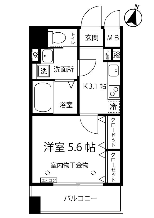ブーゲンビリア(1K/3階)の間取り写真