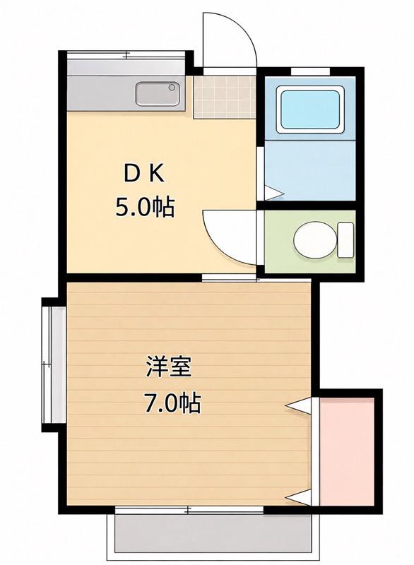 清美ハイツ(1DK/2階)の間取り写真