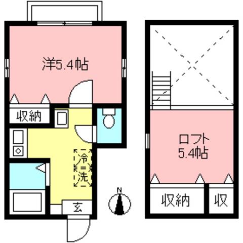 PASSO生田(1K/2階)の間取り写真