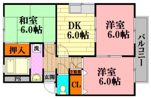 パストラルハイム(3DK/2階)の間取り写真