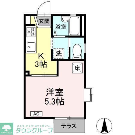 サンクレストせど(1K/1階)の間取り写真