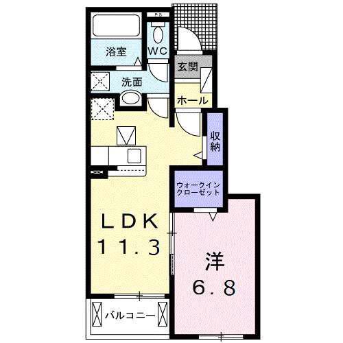 メゾン富士B(1LDK/1階)の間取り写真