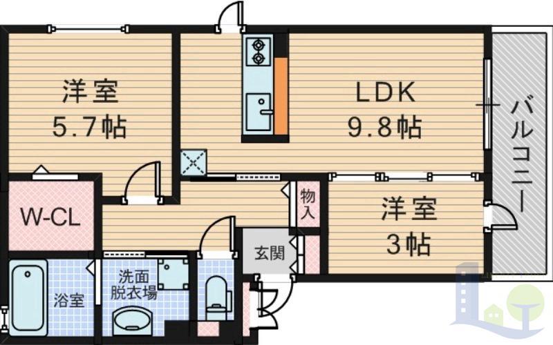 アルカディアII(2LDK/3階)の間取り写真