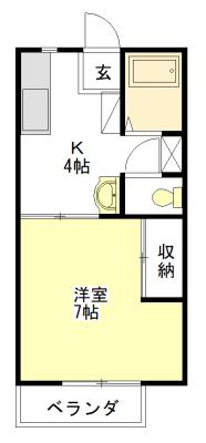 TWIN COURT A・B(1K/1階)の間取り写真