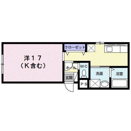バース プレイス(ワンルーム/1階)の間取り写真