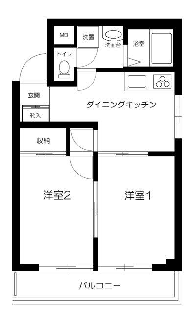 ペアシティ秀華一番館(2DK/3階)の間取り写真