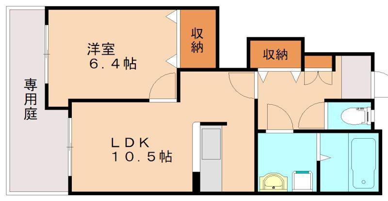 ジョイパレス桂川(1LDK/1階)の間取り写真