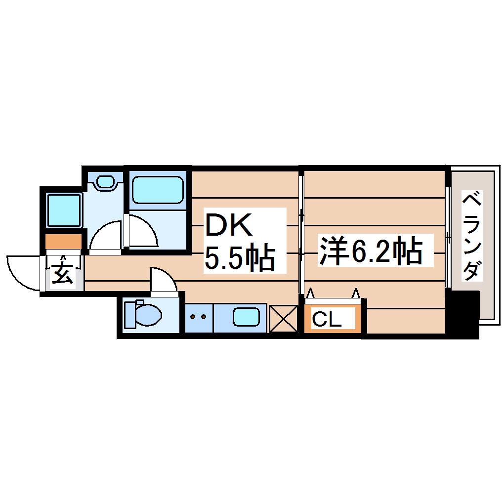 カルロ定禅寺通(1DK/5階)の間取り写真