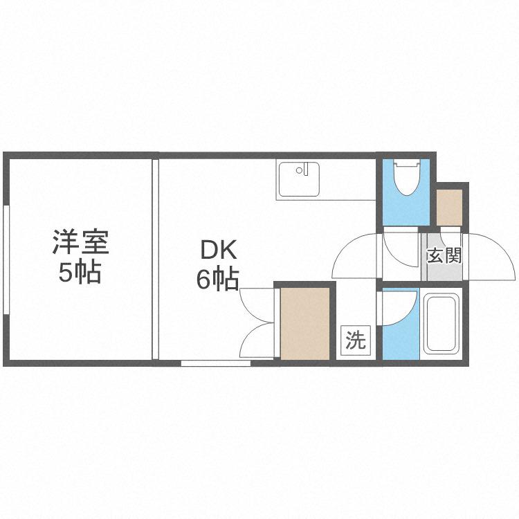ビッグバーンズマンション N23(1DK/2階)の間取り写真