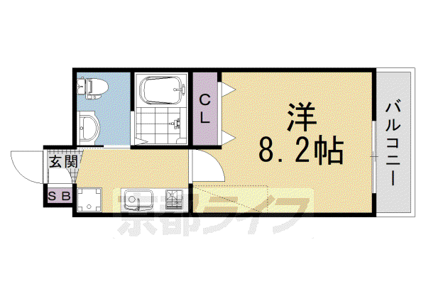 ワンモアハート円町(1K/3階)の間取り写真
