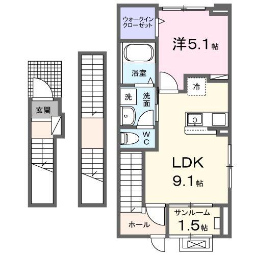 セントラル・ステーションA(1LDK/3階)の間取り写真