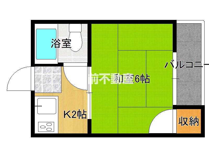 コーポカトー多布施(1K/2階)の間取り写真