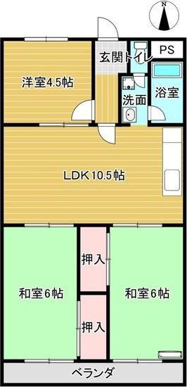 ハイツかどま(3LDK/4階)の間取り写真