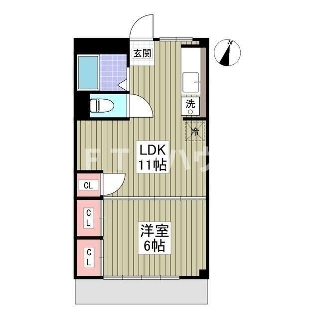 船橋セブンハイツ(1LDK/2階)の間取り写真
