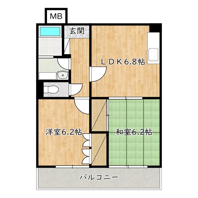 コート上野芝(2LDK/3階)の間取り写真