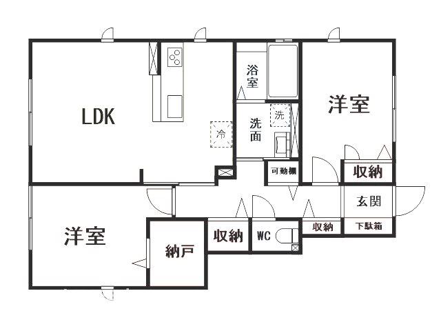 コートユウF棟(2LDK/1階)の間取り写真