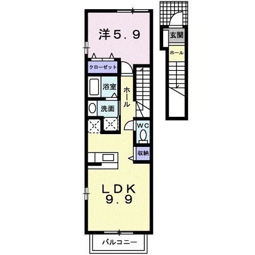 エトワール・AIA(1LDK/2階)の間取り写真