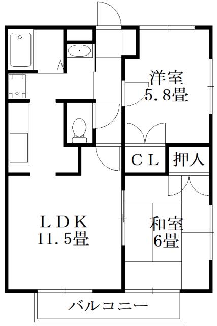 エクセレントK(2LDK/2階)の間取り写真