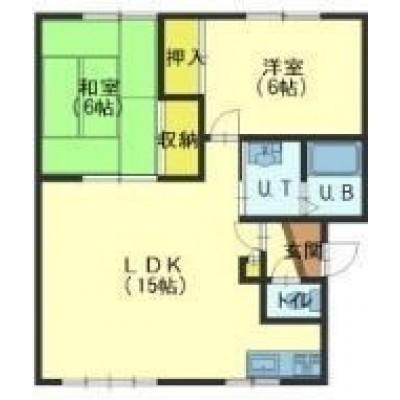 コーポ赤松I(2LDK/1階)の間取り写真