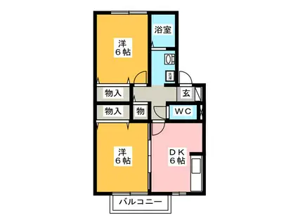 ウィルモアLIBEN B(2DK/2階)の間取り写真