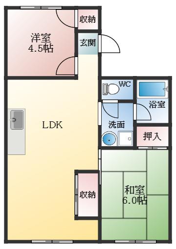 ガーデンハイツ置田(2LDK/1階)の間取り写真