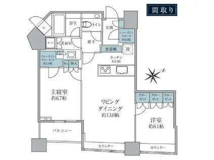 パークコート赤坂ザタワー(2LDK/19階)の間取り写真
