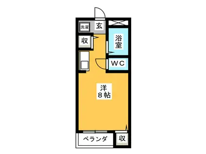 ウッディハウスA(ワンルーム/1階)の間取り写真