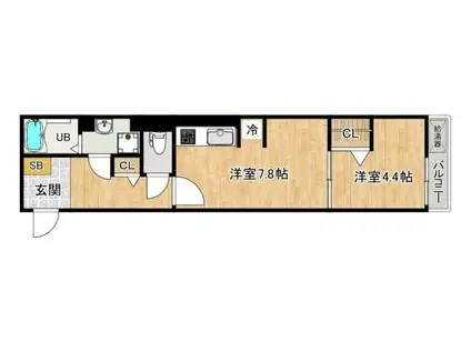 ウィステ小手指(1K/1階)の間取り写真