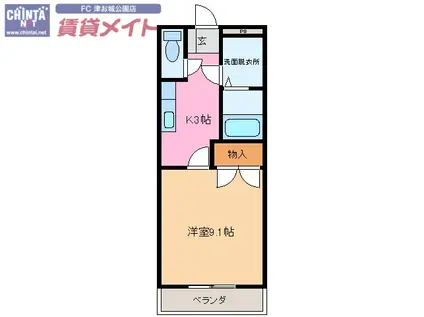 マリンガーデン(1K/1階)の間取り写真