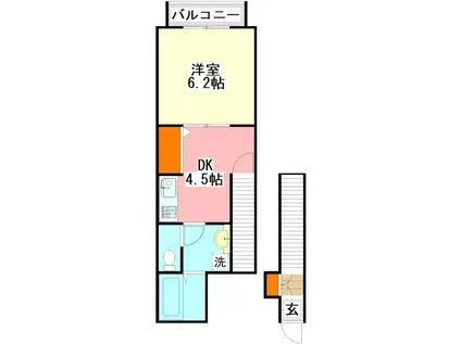 ハイツ雅(1DK/2階)の間取り写真