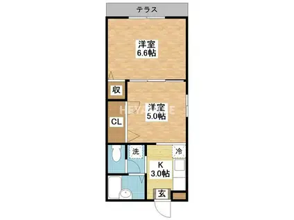 セラヴィふみ(2K/1階)の間取り写真