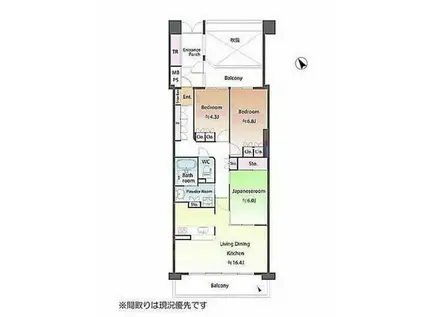 メゾン・ド・イーグレ(3LDK/4階)の間取り写真