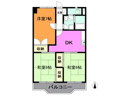 ニューハイツ春の木NO.2(3DK/2階)の間取り写真