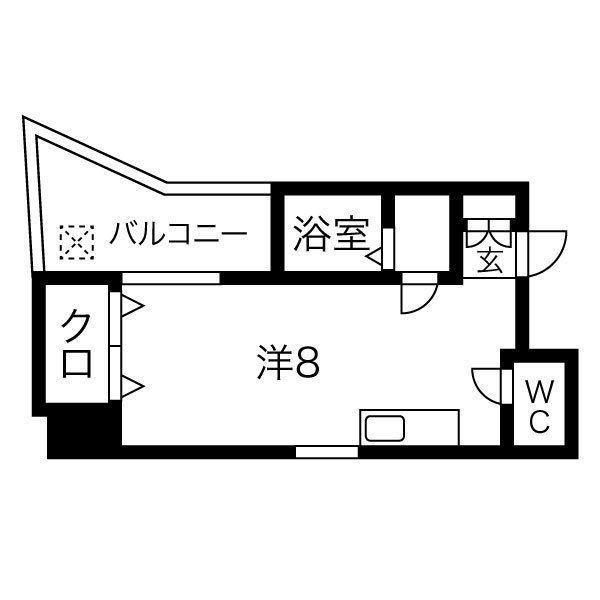 エルミタージュ難波南II(ワンルーム/9階)の間取り写真